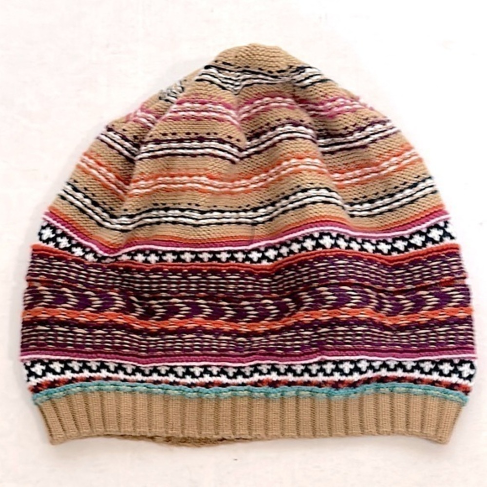 Kids lands end Slouchy Beanie with multi Patterns size large